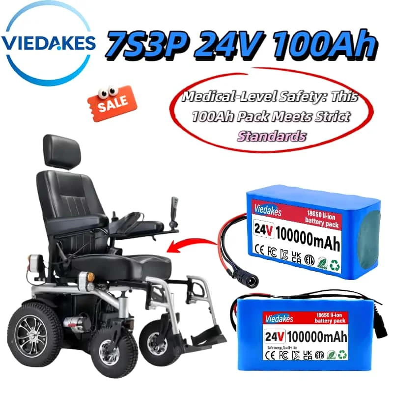 Stable 7S3P100Ah battery pack，ensures uninterrupted use of electric wheelchair,stable 24V output ensures trouble free operation