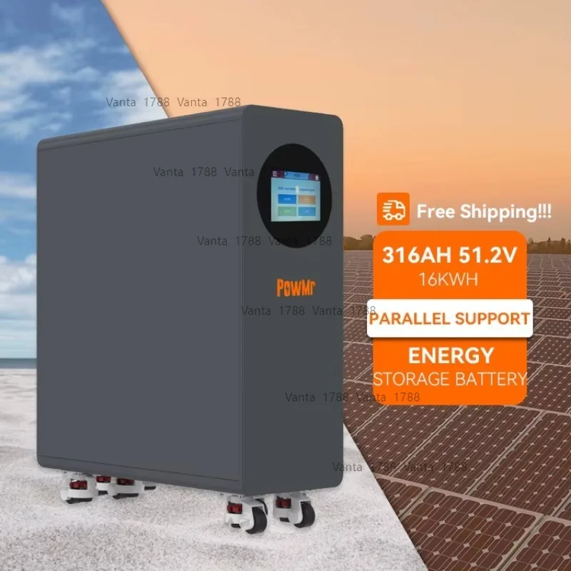PowMr 51,2 V 316 Ah bodenstehender LiFePO4-Akku, 16 kWh Lithium-Ionen-Akku für die Energiespeicherung zu Hause