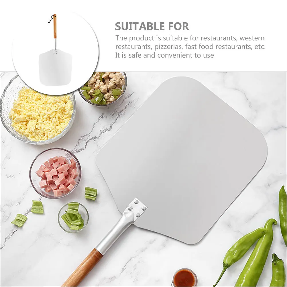 

Pizza Server Aluminum Wooden Handle Non-Slip Professional Baking Shovel Kitchen Oven Tool Restaurant Cooking Spatula