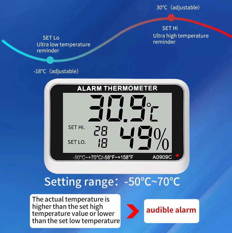 Fridge Thermometer With Hook Anti-Humidity Refrigerator Freezer Electric Digital Thermometer Temperature Monitor LCD Display