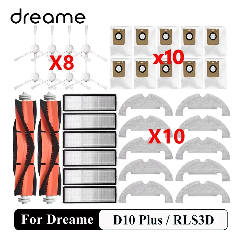 Dreame Bot D10 Plus / RLS3D / Z10 Pro / L10 Plus Rollenbürste Seitenbürste Filter Wischmopp Staubbeutel Roboterstaubsauger Zubehörteile