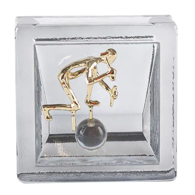 Light luxury crystal metal figure ornaments, home desktop soft decoration accessories, model room exhibition hall TV wine
