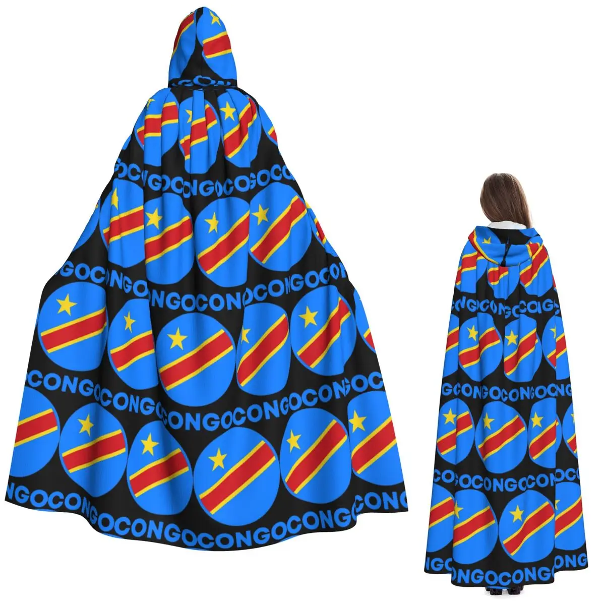 

Флаг Конго Киншаса Флаг Зера Длинный плащ с капюшоном Ведьма Средневековый костюм Накидка для косплея Хэллоуин Вампир Взрослый унисекс