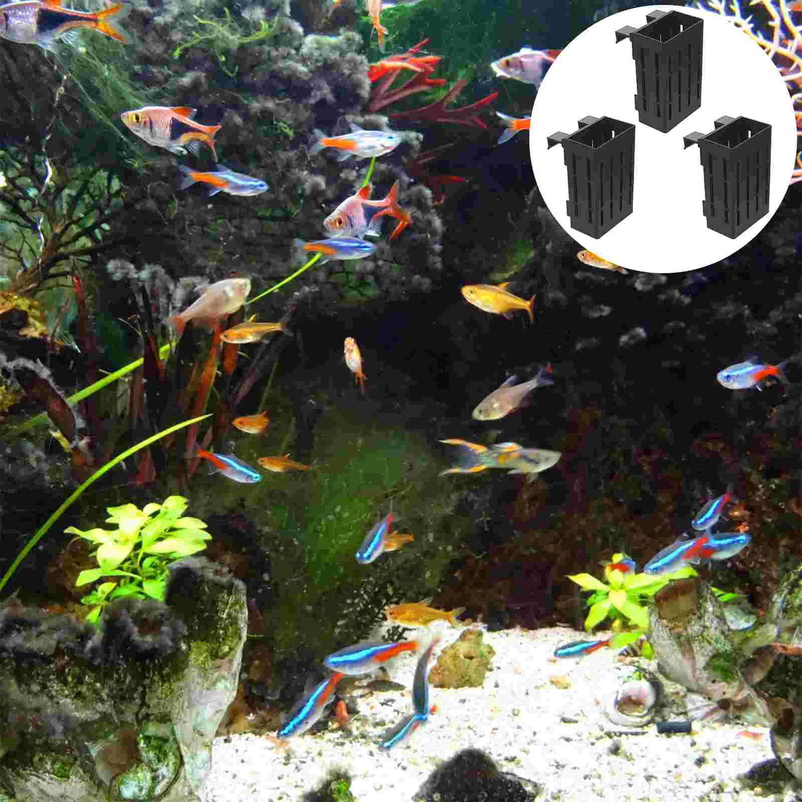

3 Pcs Black 10 Hook Aquarium Plant Holder Hanging Watergrass Stand Pot for Aquatic Plants Decor Plastic Fish Tank