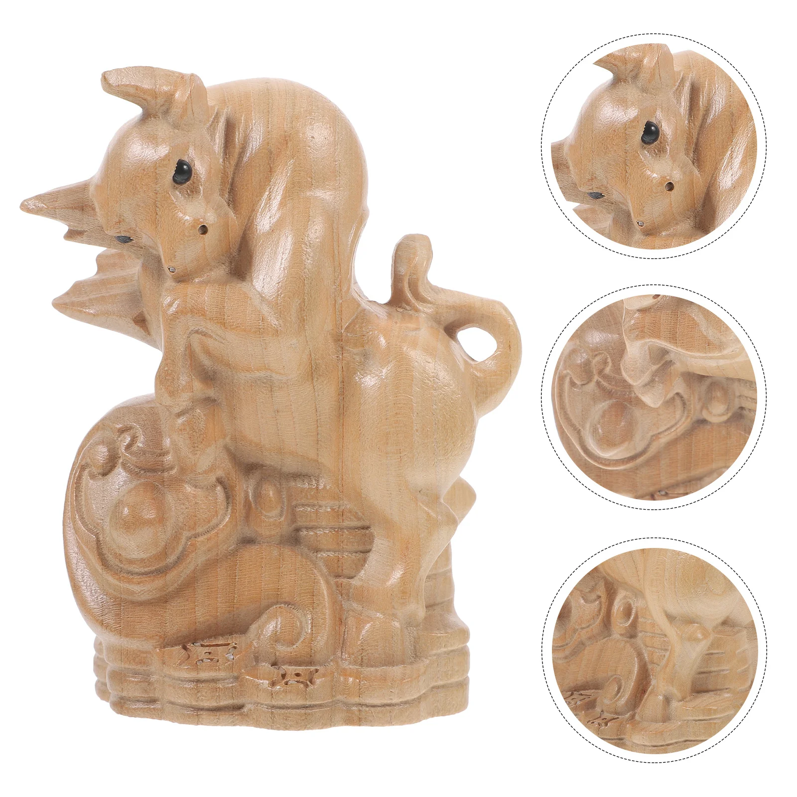 

Carved Ox Wood Statue Small Desktop Animal For Home Decor Mini Sculpture Craft Ornament Cow Wooden Decor