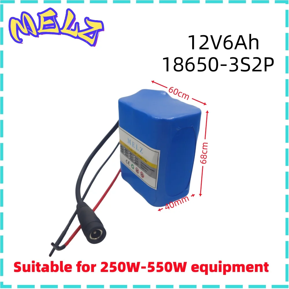 MELZ - New Portable 18650 3S2P 12V 6000mah Rechargeable Lithium ion Battery Pack for LED Lamp Backup Powe Etc+Charger