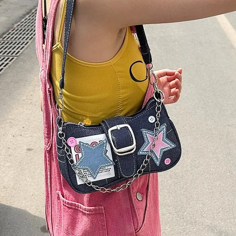 

Y2K Ins Five Star Underarm Bag French Style Women's New Millennium Sweet Cool Spicy Girl Shoulder Bag Adult Ladies Commuter Bag