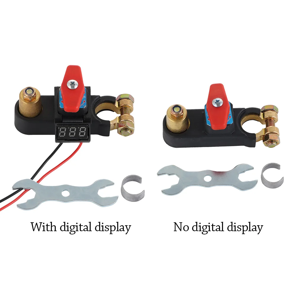 

12V 24V Car Battery Disconnect Switch Rotate Disconnect Voltage Digital Display Power-Off Switch Real Voltage Monitoring Copper