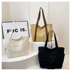 Formal Style Shoulder Bag UNISSEX Large capacity Bag Solid Canvas Casual Casual Bag Student Bag Zipper Square Bag 6 Main Sales Bolsa Kurt Geiger - №2