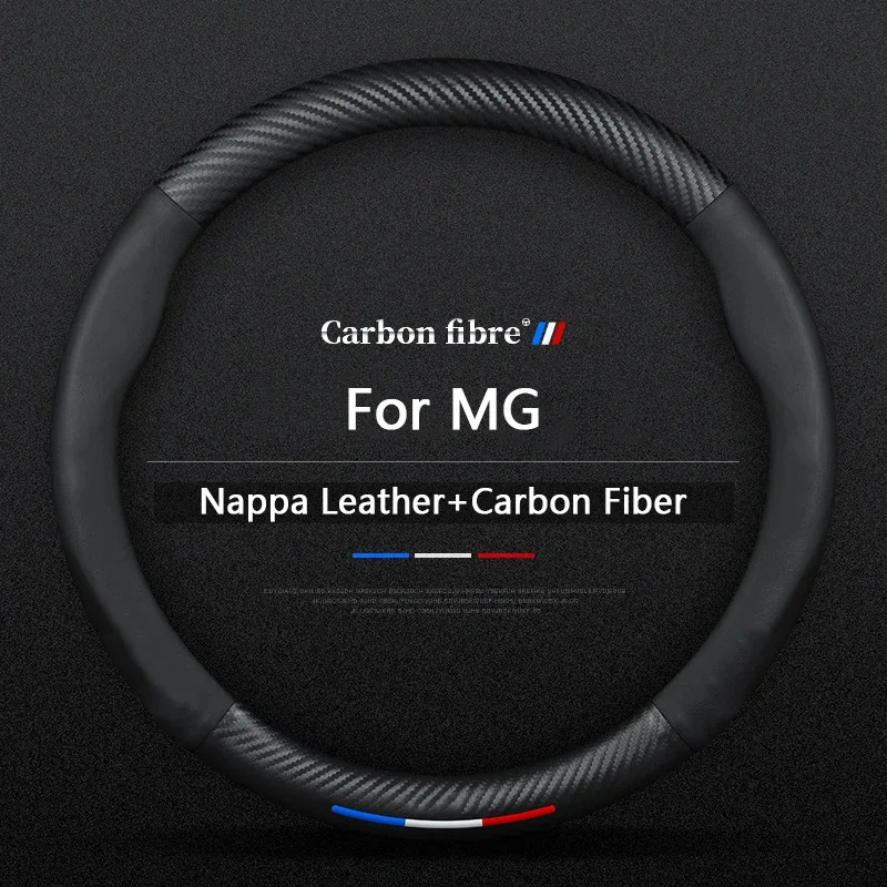 

Fits For MG ZS HS GS MG 5 6 7 ES5 RX5 RX8 ZS EV ONE Carbon Fiber Leather Car Steering Wheel Cover Auto Interior Accessories