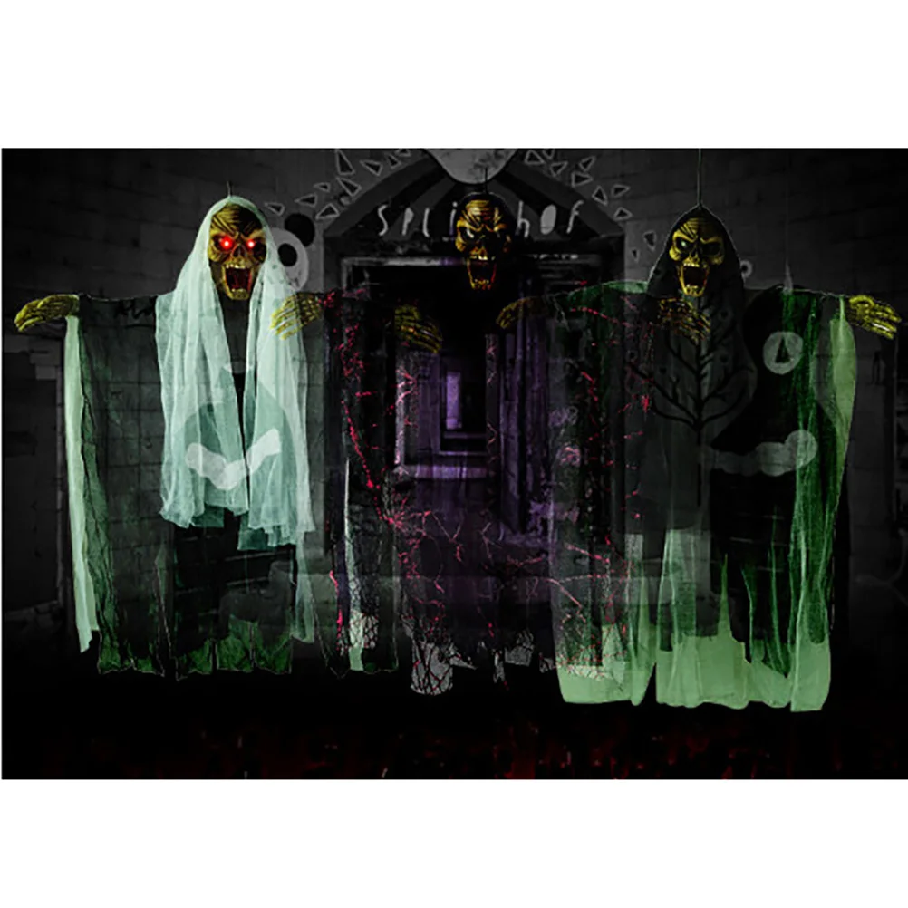 

Scary Hanging Ghost Toy LED Eyes Sound Effects Halloween Decor Haunted House Bar KTV Stage Props Premium Material