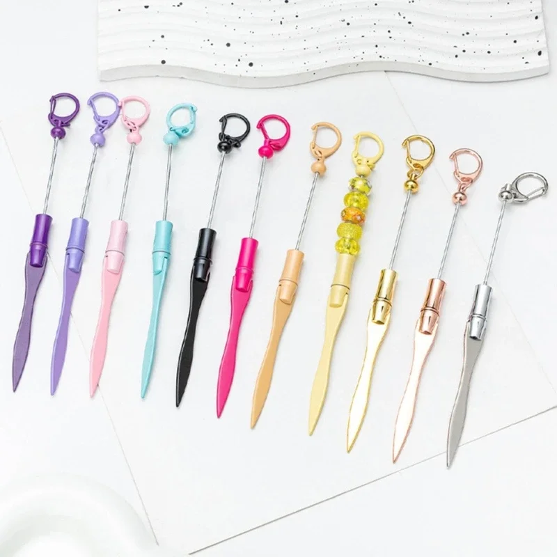 Beadable Letter Opener Beadable Envelope Opener for Student, Metal Letter Opener with Keychain Clip Envelope Slitter