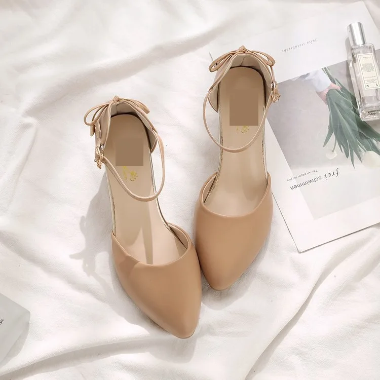 عرض ساخن للربيع/الصيف! كعب عالي بحزام رفيع على طراز الجنية - عقدة على شكل فيونكة بإبزيم ذهبي، مريح ومتعدد الاستخدامات 2026