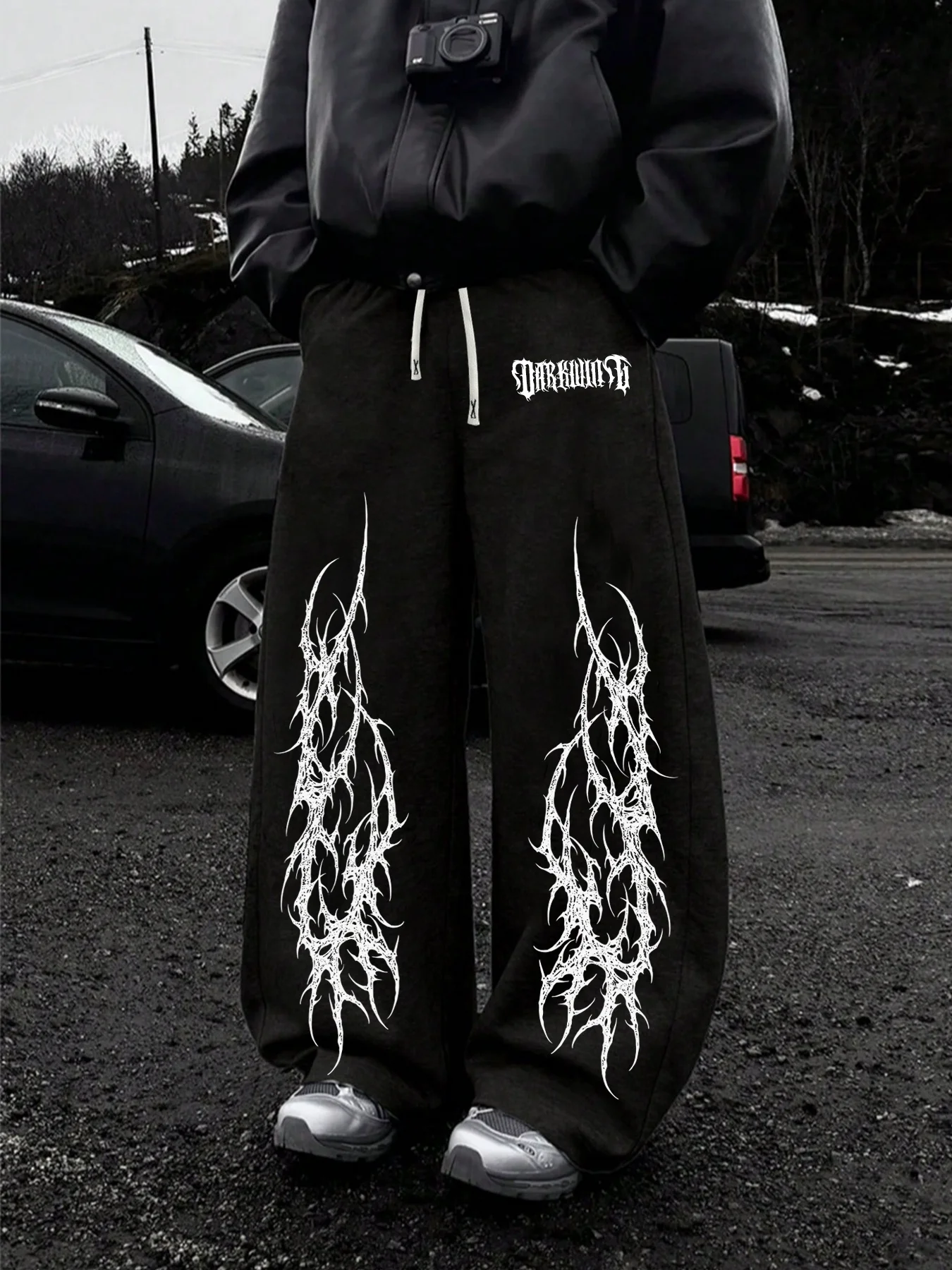 2026 Fashion New Dark Retro Striped Gothic Loose Straight Leg Pants Suitable for Outdoor Street Hip-hop Harajuku Casual Pants