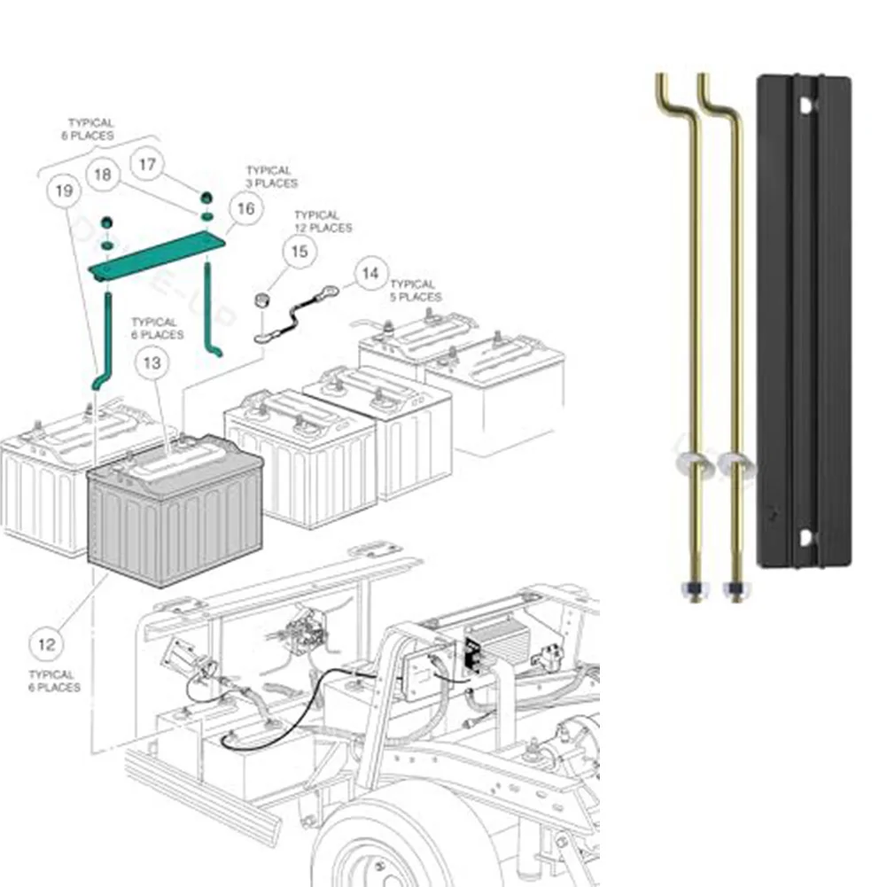 Battery Mounting Plate And Rod Kit For DS Golf Cart Accessory Battery Mounting Plate And Rod Kit 101090801/1013683 Tool Parts