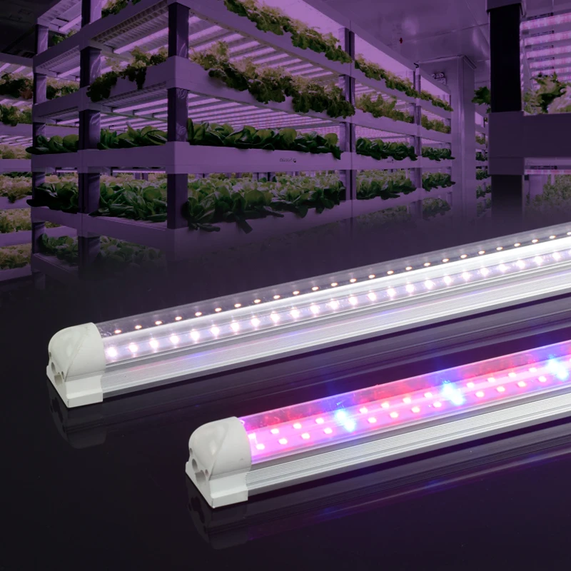 ไฟ Grow LED T8 T5แท่งไฟ LED แบบเต็มสเปกตรัม60ซม. 90ซม. 120ซม. สำหรับพืชต้นกล้าเรือนกระจกไฟ LED ไฮโดรโปนิกส์ในร่ม