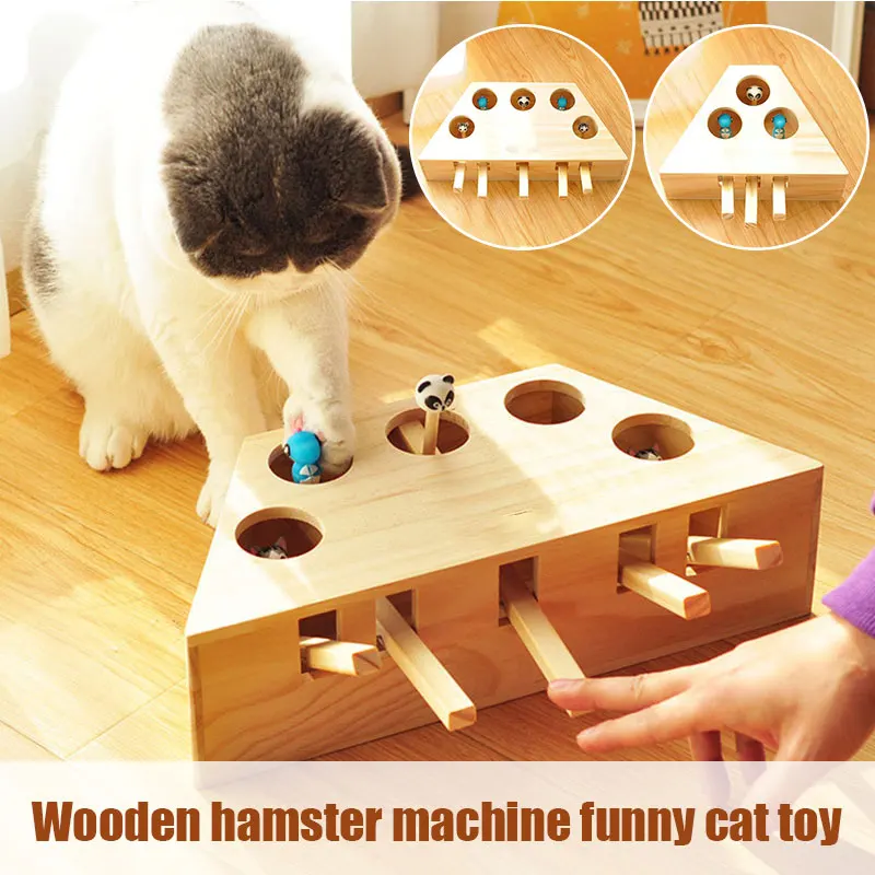 Wooden Cat Whack-a-mole Toy Cat Toy Hamster Toys Wooden Cat Toys For Play With Cat Cat Hamster Wooden Cute Funny