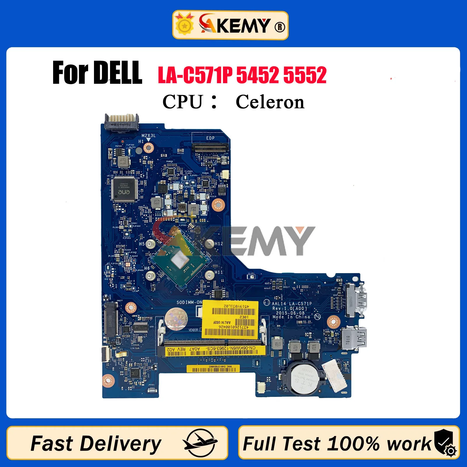 

Laptop motherboard For DELL Inspiron 5452 5552 AAL14 LA-C571P CN-0F77J1 F77J1 Pentium Notebook Mainboard 100% Tested Working OK