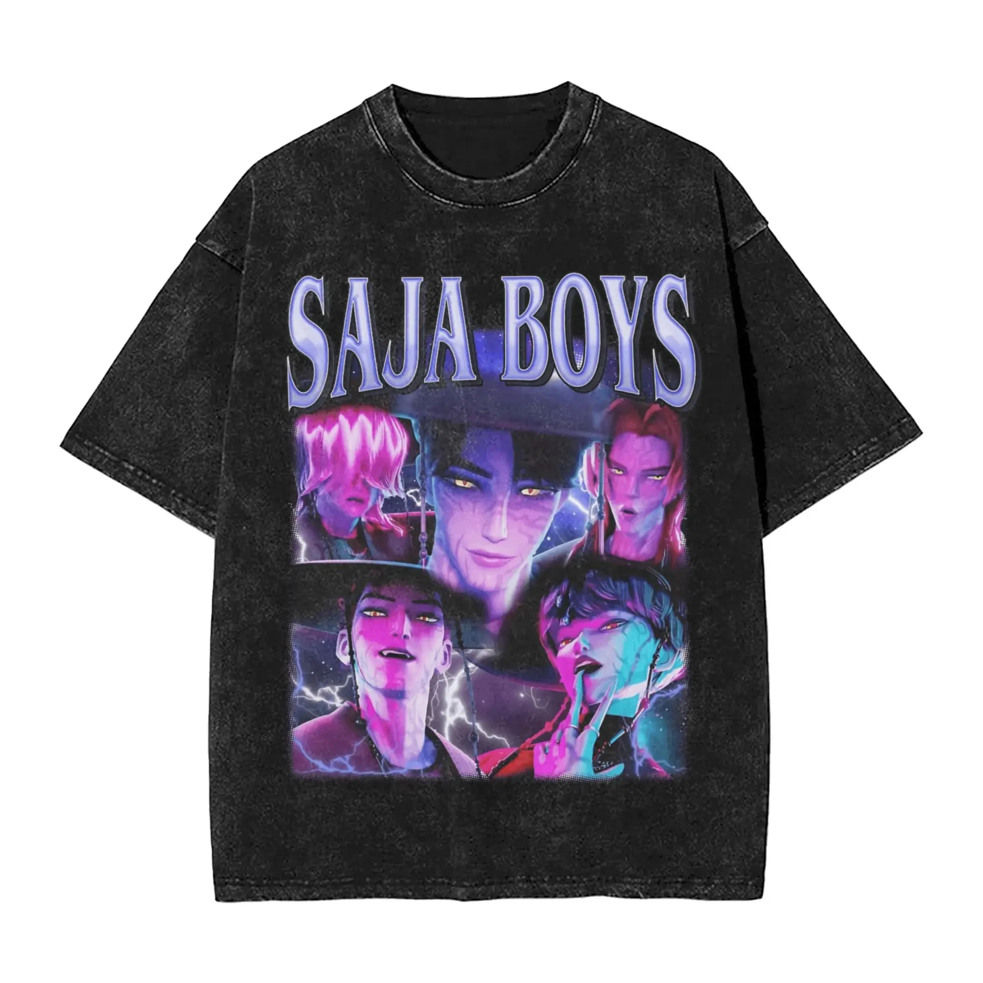 هنتركس شيطان الصيادين رومي ميرا زوي تي شيرت الصيف Y2K ريترو تي شيرت القطن الهبي التي شيرت للرجال قصيرة الأكمام ملابس منقوشة #1