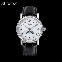 Sugess Automatic Watch of Men Original ST2108 Movement Sapphire Glass Moonphase Mechanical Wristwatches Luminous WaterResistant