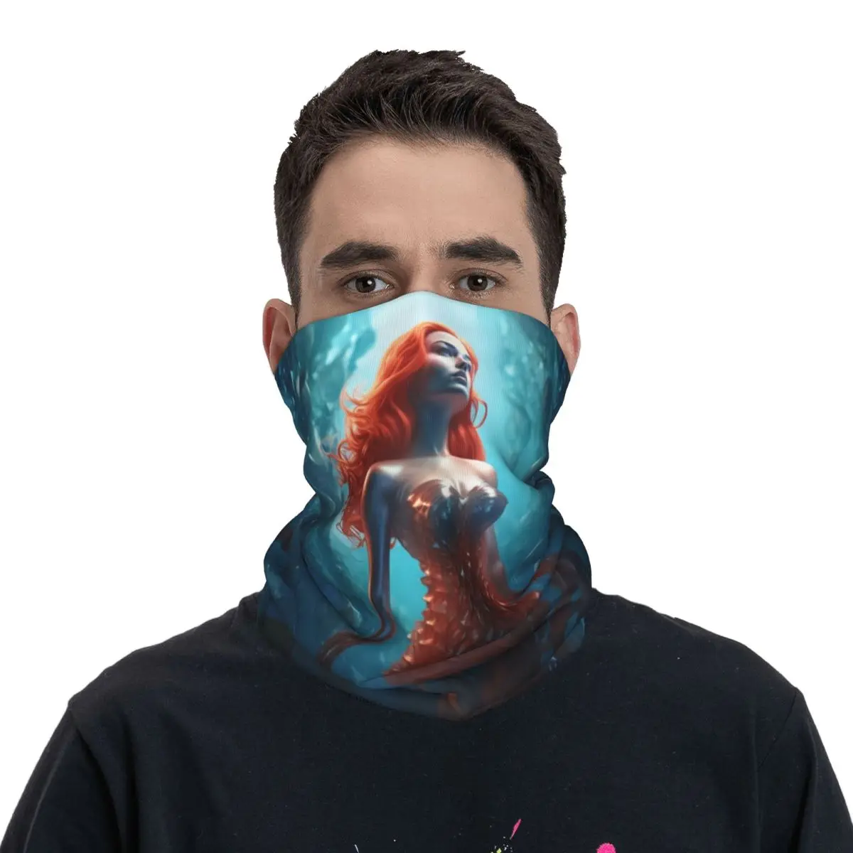 Bandana de criaturas míticas de fantasía de sirena, polaina para el cuello, bufanda envolvente estampada, pasamontañas cálido para ciclismo para hombres, mujeres y adultos durante toda la temporada