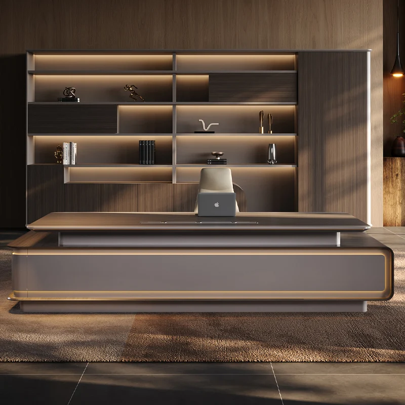 High-end Luxury Modular Healthy Customized Color Executive Office Desk Modern L-Shaped Boss Desk Wooden CEO Table Office