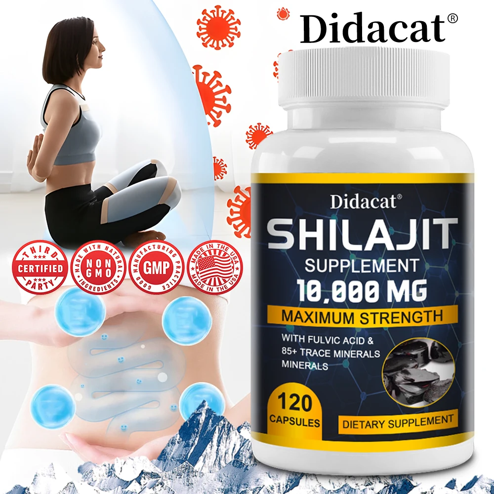 Himalayan Shilajit Capsules 10000mg, Natural Fulvic Acid & Trace Mineral Supplement for Energy, Endurance & Immune Support
