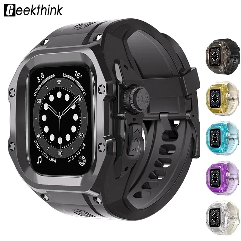IP54 Level Waterproof Watch Case For Apple iWatch Ultra 2 Ultra 1 49mm Silicone Wristband Dustproof Anti-Fall Protect 360 Cover