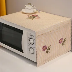 Cotton Linen Microwave Cover Refrigerator Freezer Dust Cover Cloth Yarn-dyed Cotton Washing Machine Cover