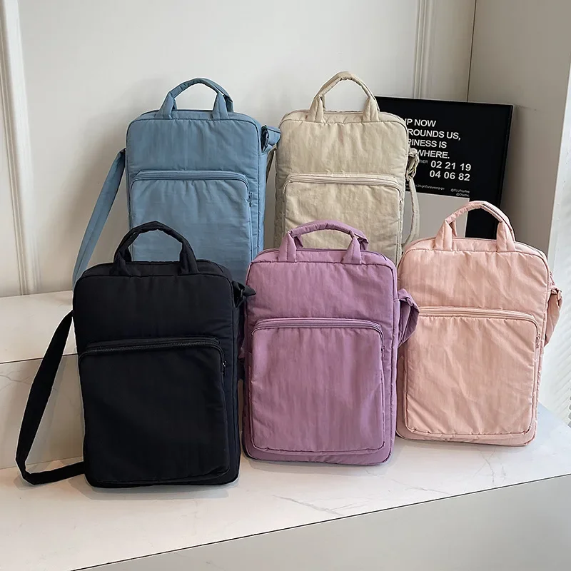 Tablet Bag Simple Nylon Fabric Bag Women's Shoulder Bag Large Capacity Handbag Student Class Crossbody Case