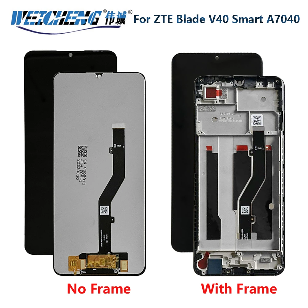 Tela lcd de 6.75 polegadas para zte blade v40 smart lcd, a7040 com montagem de tela digitalizadora de toque de moldura, peças de reposição de pantalla