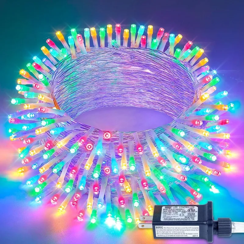 

YOUNGAR String Lights Indoor, Twinkle Light,98FT 200LED 8 Modes Multicolor Christmas Light Outdoor,30V UL Certified Small Lights