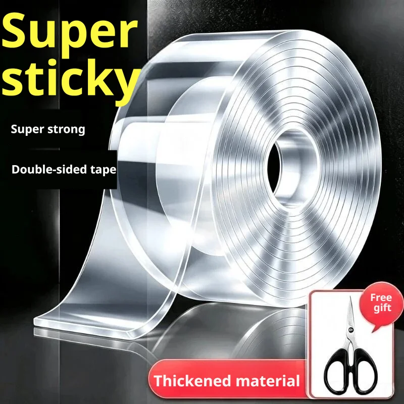 Heavy-Duty Waterproof Nano Double-Sided Adhesive Tape, Residue-Free Transparent No-Trace Super Strong Self-Adhesive Sticker for