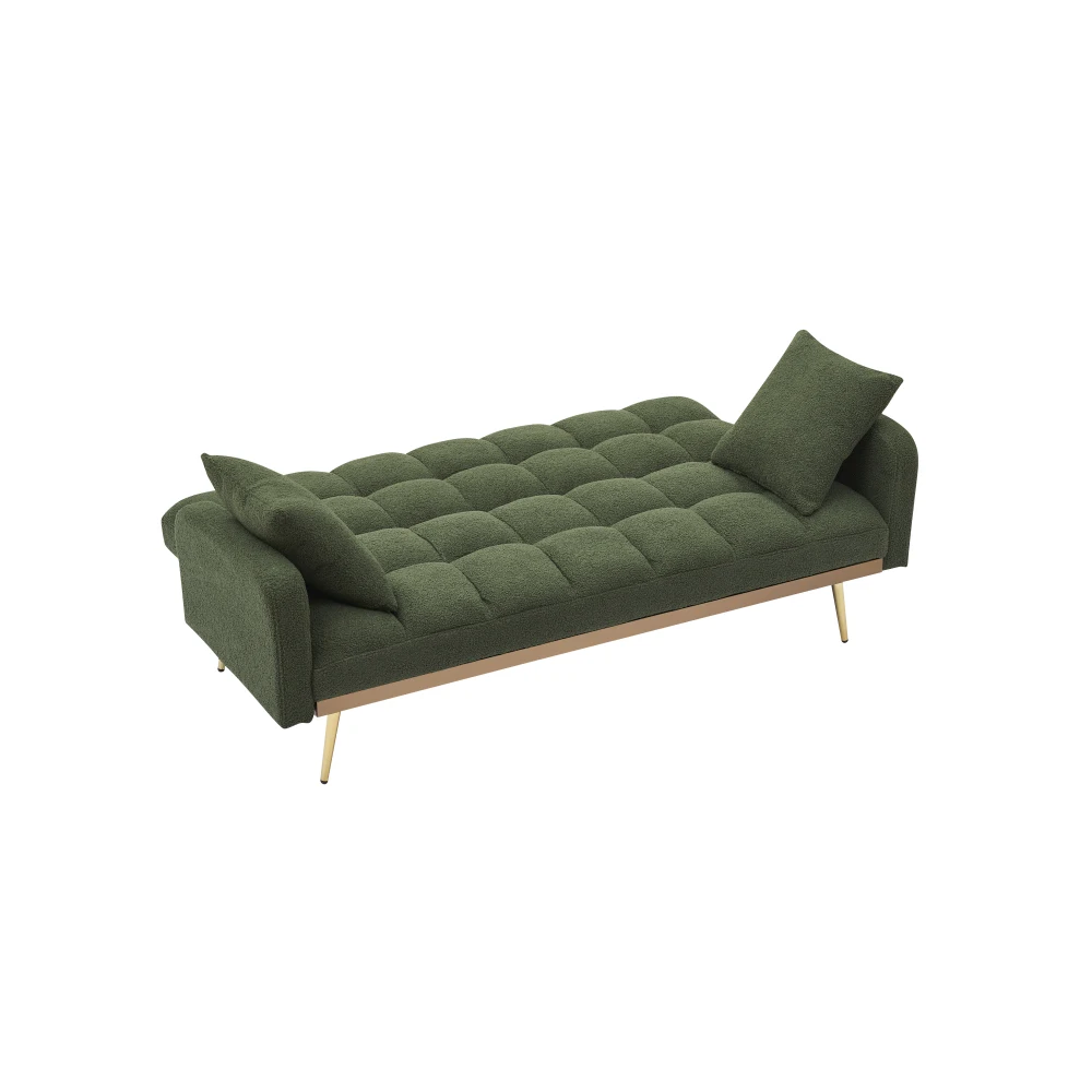 69-Zoll-Schlafsofa mit 2 Dekokissen und mittlerem Fuß, elegantes verstellbares Sofa zu Bett, 2-Sitzer-Sofa für Wohnzimmer oder Schlafzimmer