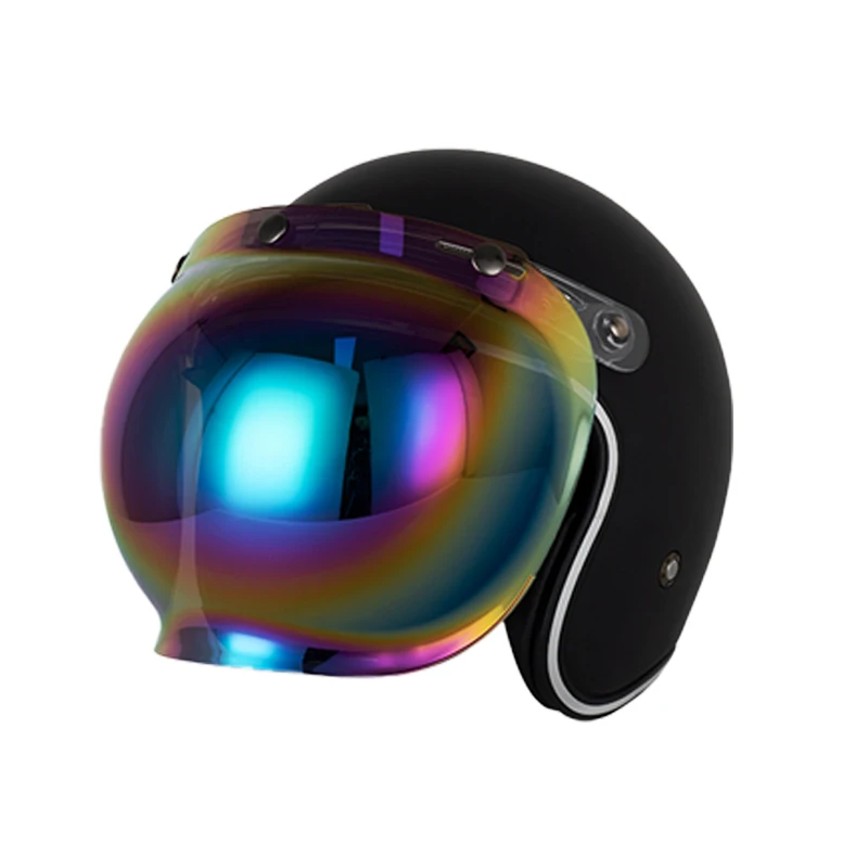 Retro Open Face Helmet Bubble Visors Three Button Motorcycle Helmets Bubble Mirror Flip Up Casco Lenses Shield Moto Accessories