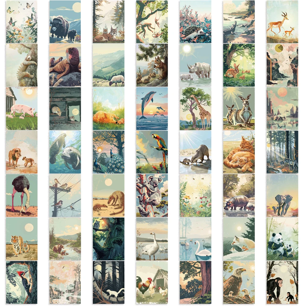 50PCS Vintage Nature Scene Illustrations Stickers Decorations for Journaling Scrapbooking Diary Stationery Waterproof Sticker﻿