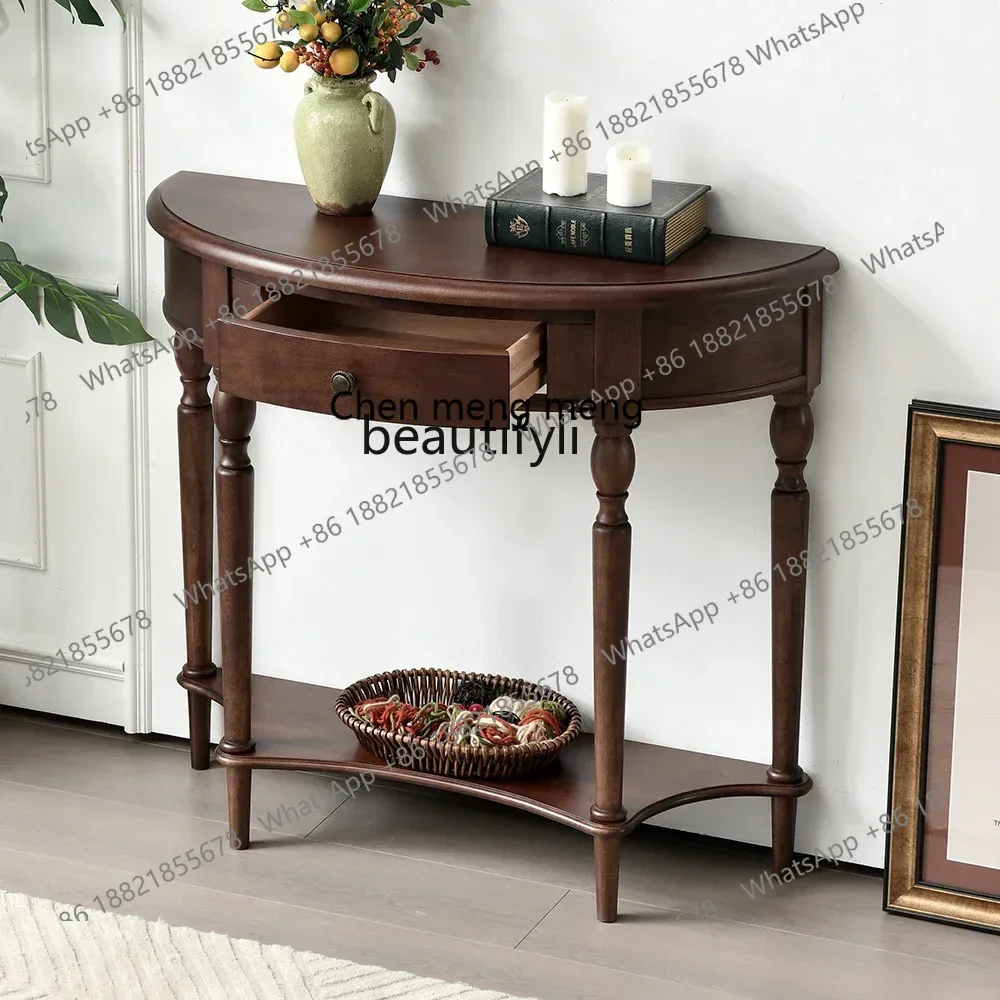 2003 American solid wood entrance table Entry entrance entrance table Shelf entry locker with key semi-circle against the wall