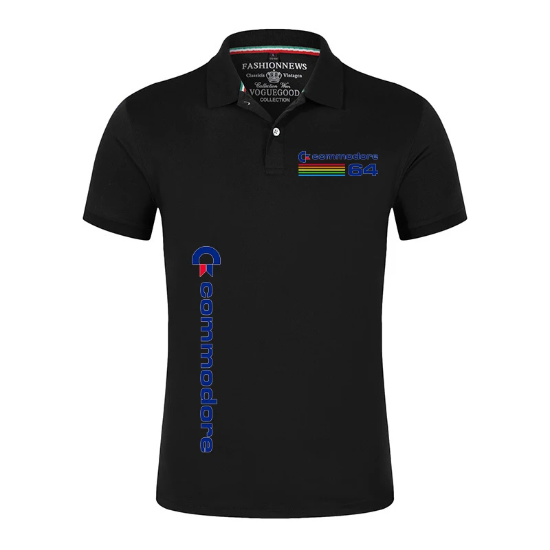 Commodore 64 Printed 2025 New Polo Shirt Summer Men's Stand-up Collar Shorts Sleeve Breathable Thin Clothes Tee