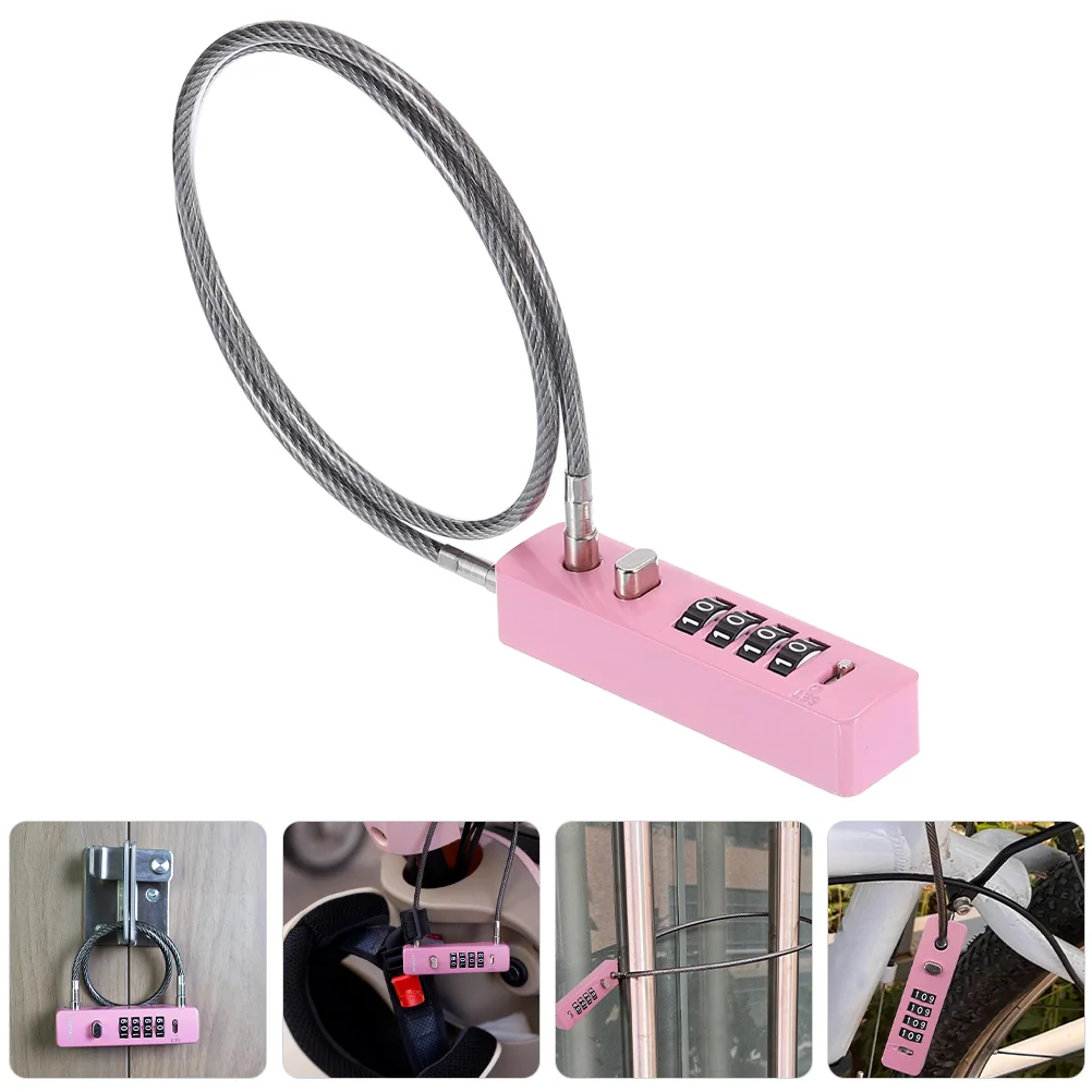 Electric Bicycle Steel Wire Combination Lock Outdoor Bike Major Protection Pink Anti-theft Cycling