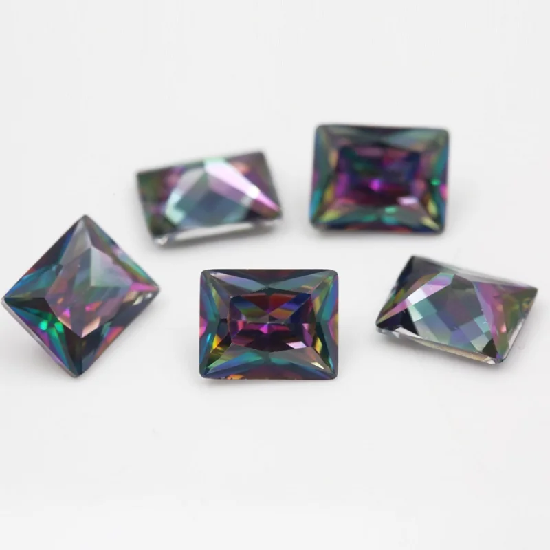 

Size 3x5mm~10x12mm Rectangle Shape Plating Mix Color Cubic Zirconia Stone Loose Multiolor CZ Synthetic Gems for Jewelry Making