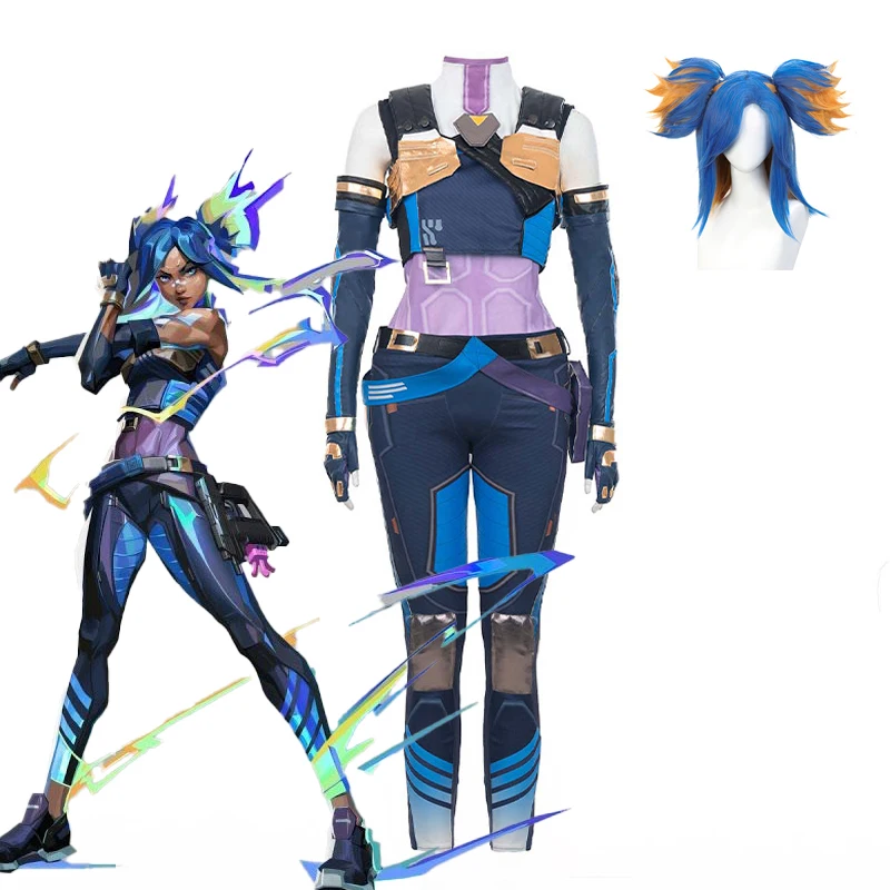 Game Valorant Duelist Neon Battle Suit Cosplay Costume Anime Woman Agent Clothes Suit Tights Halloween Costume