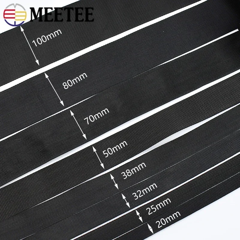 5/10M Meetee 20-100mm Polyester Nylon Webbing 1.3mm Thick Binding Ribbon Backpack Strap Belt Woven Tape Bag Sewing Accessories