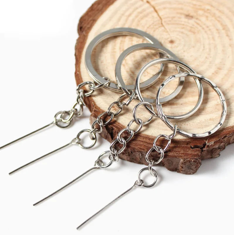 20pcs/lot  Needles Eye Pins Keychain Split Ring Key Chains Keyrings DIY Retro Fashion Keychains Accessories