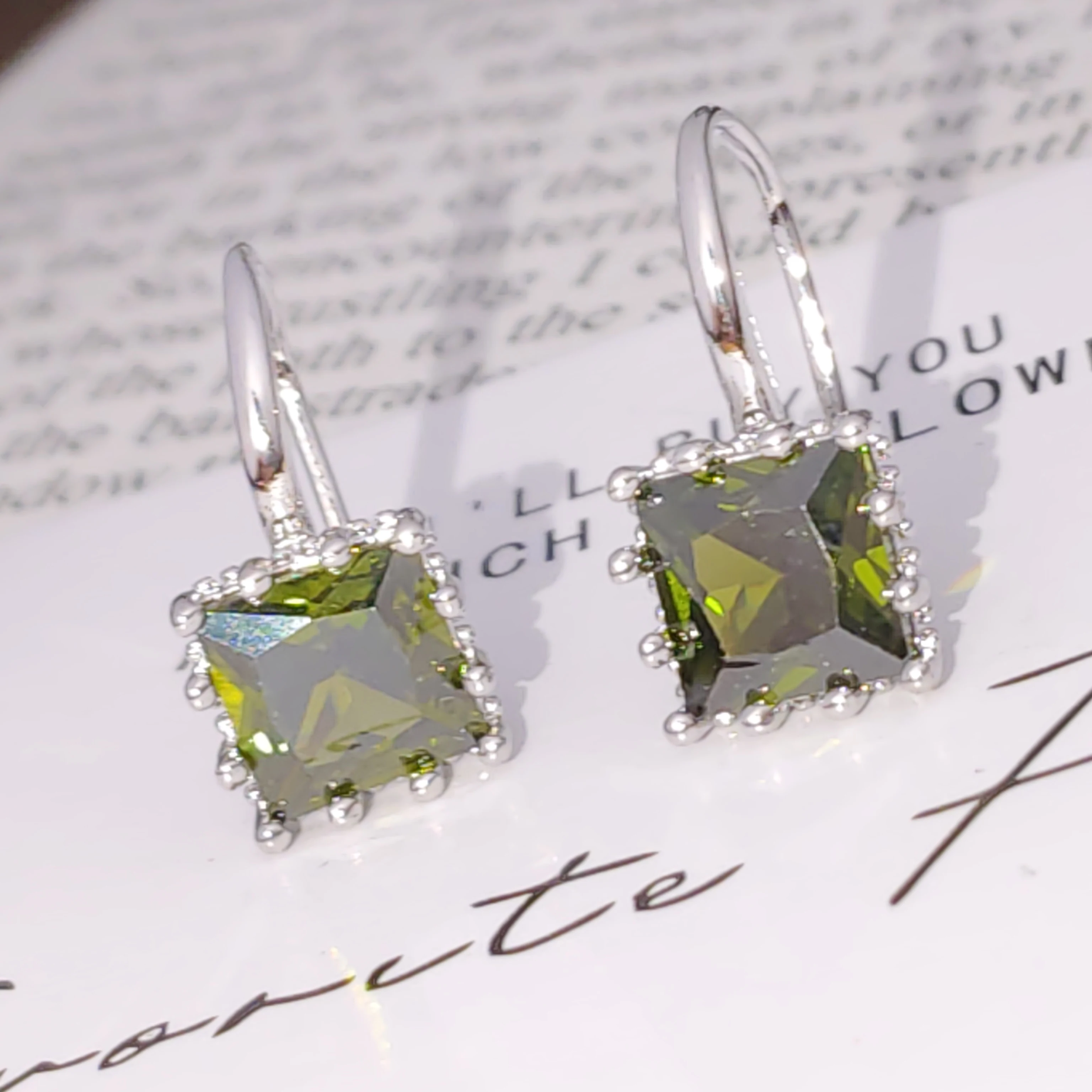 925 Sterling Silver Multicolor Zircon Ear Hook French Exquisite Simple Small Square Design Jewelry