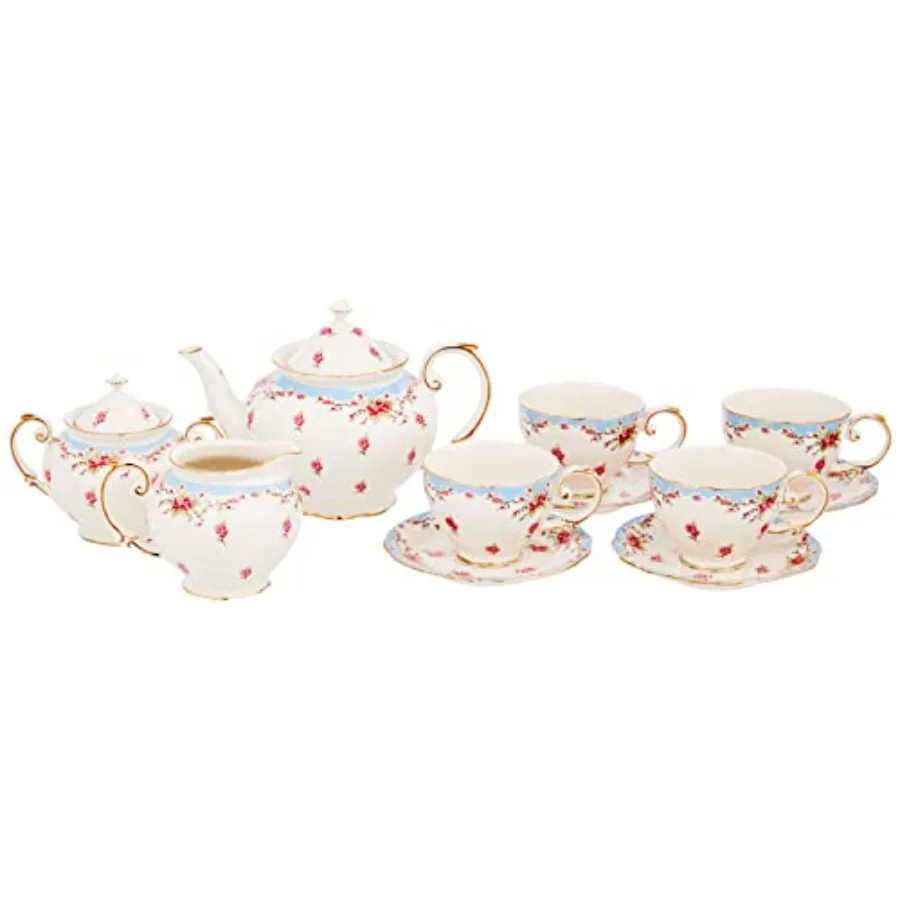 

Винтажный фарфоровый чайный сервиз «Синяя роза» из 11 предметов для элегантного домашнего декора и подарков, с ручной росписью и прочным глазурным покрытием