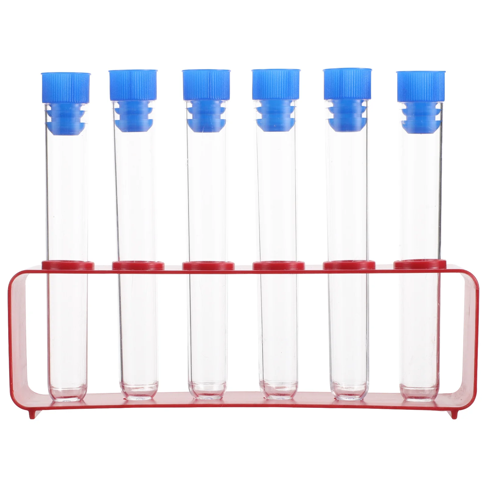 

1Set Clear Plastic Test Tubes Science Experiment with Caps Storage Rack for Kids Chemistry Set Clear Tubes
