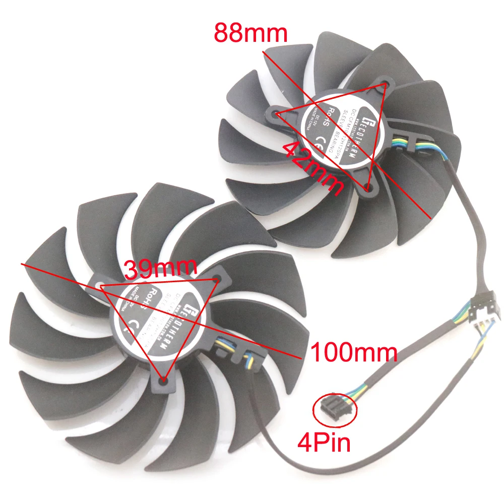 Imagem -02 - Milímetros 88 Milímetros fã Vga para Zotac Rtx3070 8gb de Ponta Dupla Placa Gráfica Ventilador de Refrigeração Peças Lote Cfm10012h12spa 12v 100