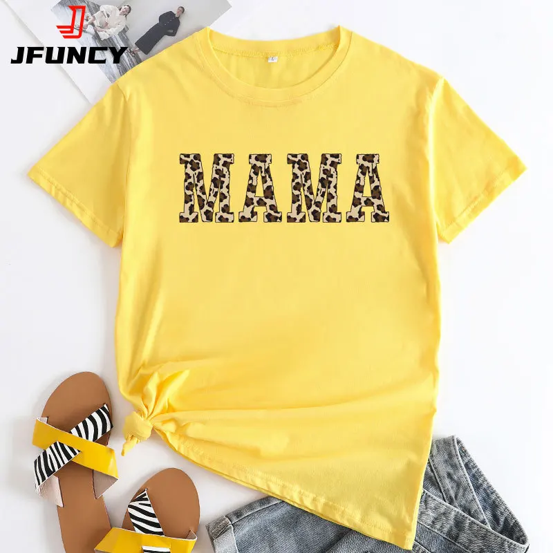 JFUNCY-Camisetas estampadas para mujer, Top de moda para mujer, camiseta de manga corta de algodón, ropa para mujer 2024