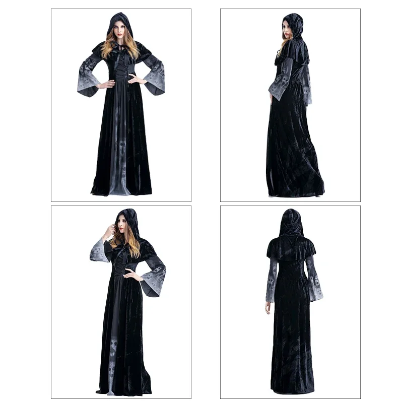 Disfraces de Cosplay aterradores de Halloween para mujer, accesorios de disfraz de bruja fantasma, conjuntos de vestidos medievales góticos, ropa de vampiro, Sui de terror