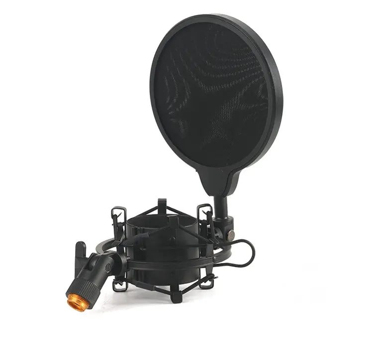 47-53มม.AT2020ไมโครโฟน Shock Mount คู่ตาข่าย Pop Filter และอะแดปเตอร์สกรู anti การสั่นสะเทือนการแยกสูง Meta